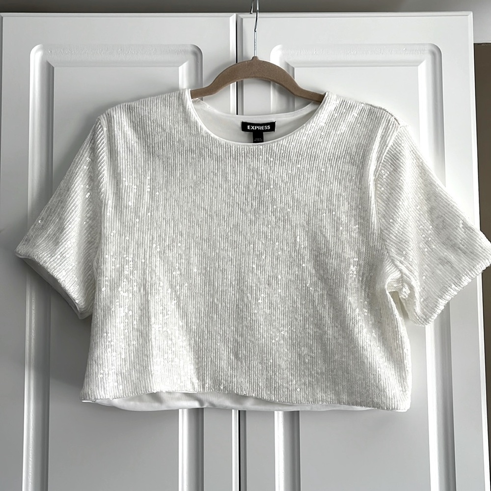 Express Sequin Crop Top, NWT